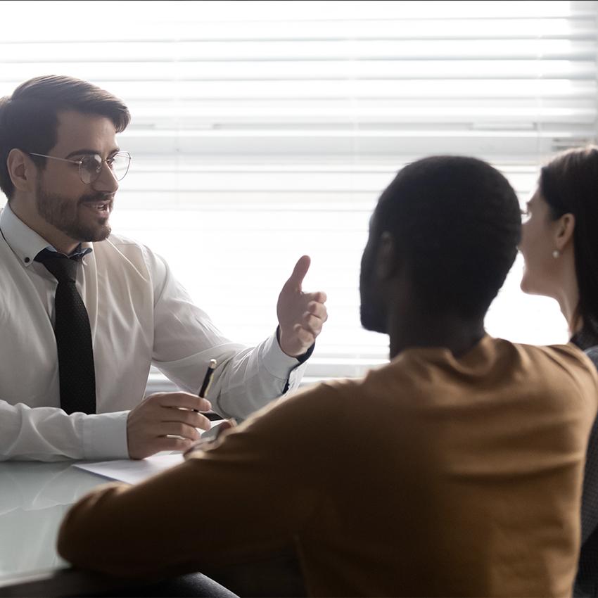 man talking with lawyer