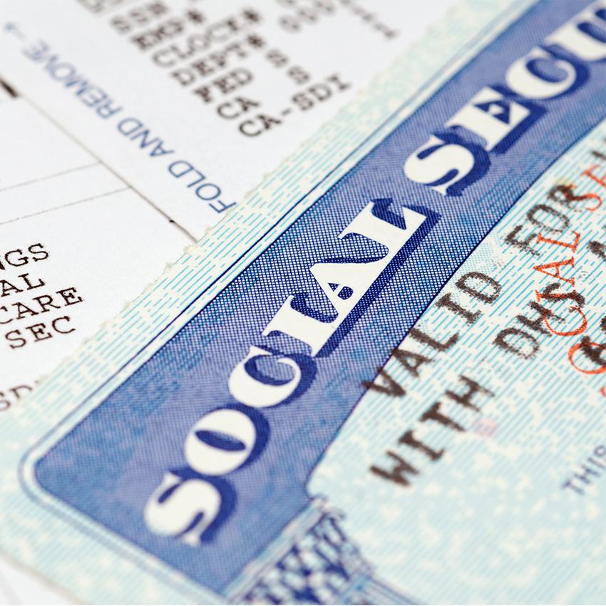 closeup of social security card